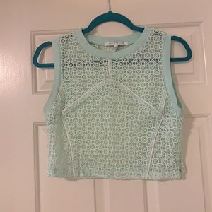 Sheer mint green crop top sz S